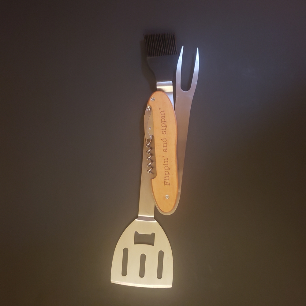 Multifunctional BBQ Tool with Wooden Handle